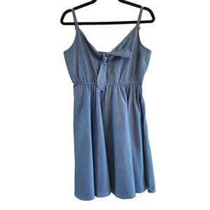 Molly Bracken size small chambray spaghetti strap tie front dress